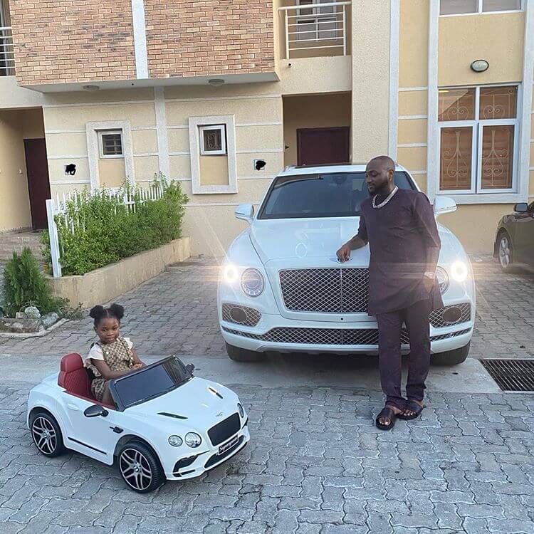 davido luxury car with daughter