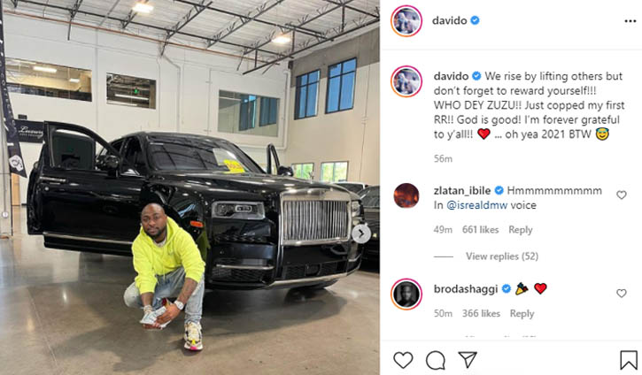 Davido 2021 Rolls Royce Cullinan 