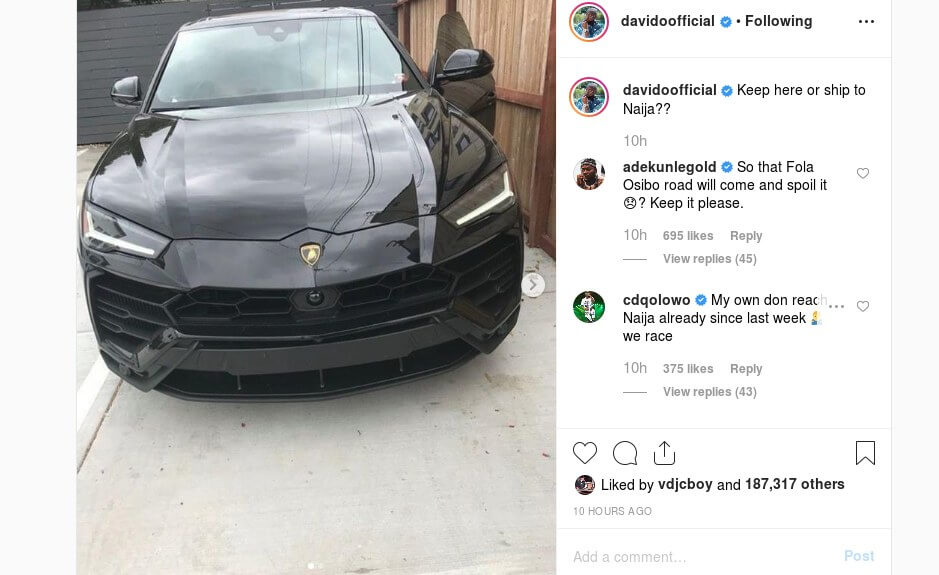 Davido Lamborghini Urus