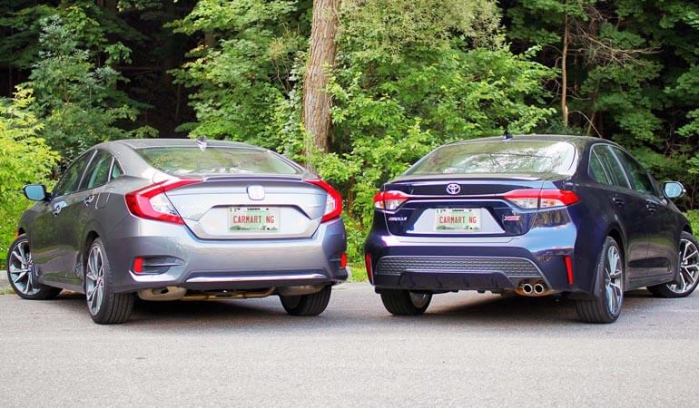 Toyota Cars Vs Honda Cars back view