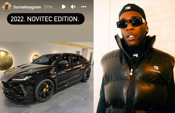 Burna Boy Acquire 2022 Lamborghini Urus Novitec Edition cost ₦250 million