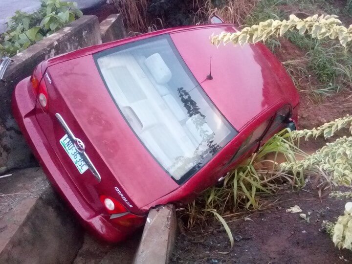 Woman Drives Car Into A Ditch During Thunderstorm