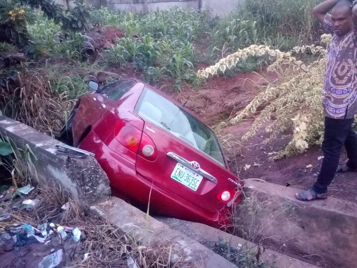 Woman Drives Car Into A Ditch During Thunderstorm