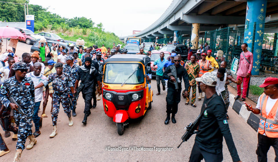 Obasanjo turns ‘tricycle rider’