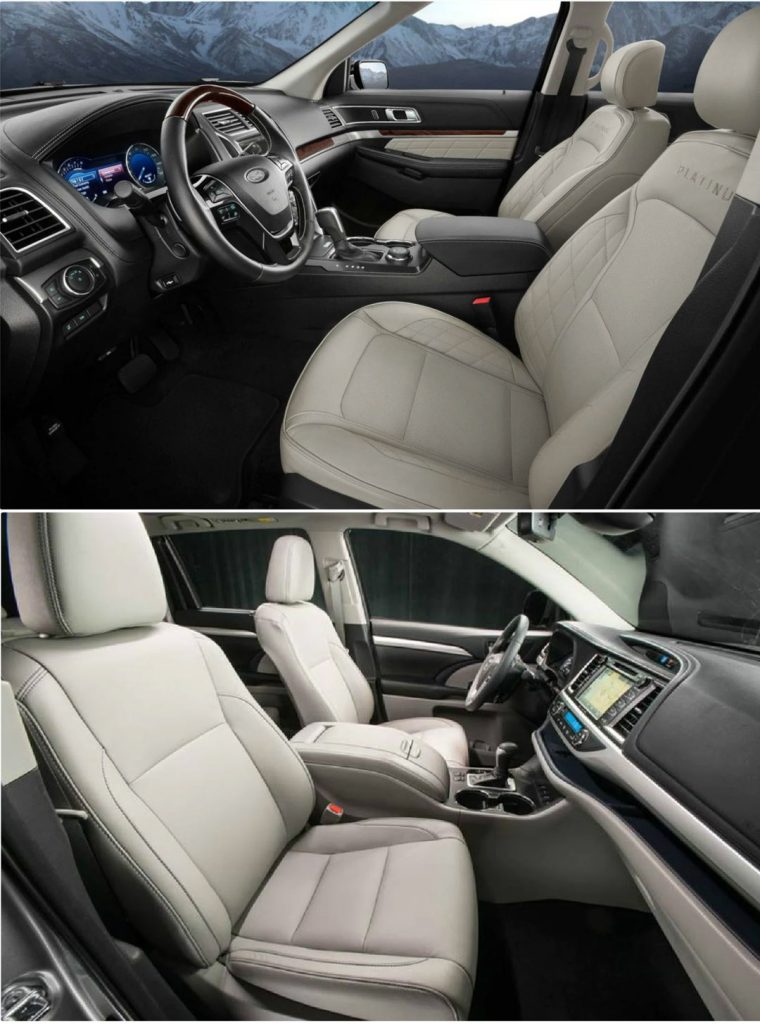 2018 Ford Explorer vs 2018 Toyota Highlander interior