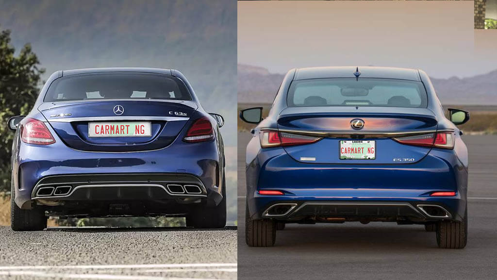 2018 Mercedes-Benz C-Class vs. 2019 Lexus ES back view