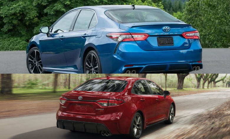 2023 Toyota Corolla Vs. 2023 Toyota Camry back view