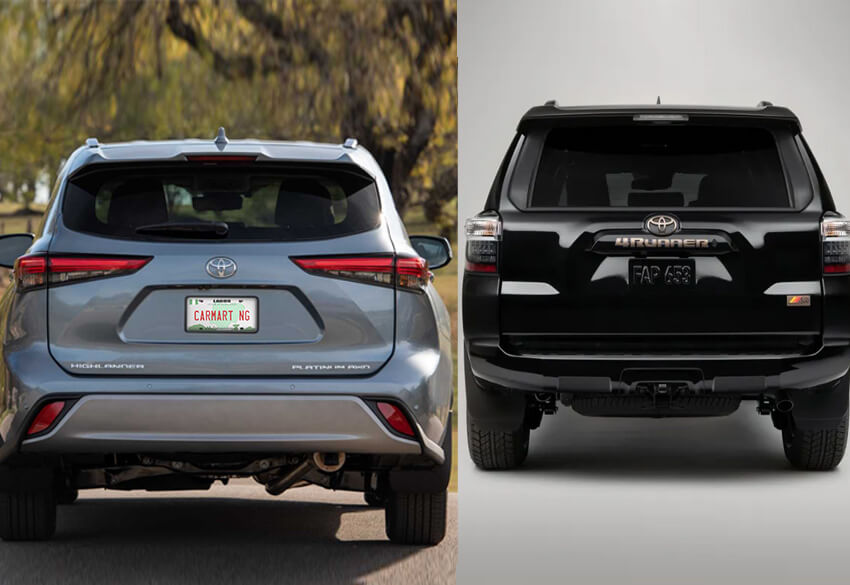 2023 Toyota Highlander Vs. 2023 Toyota 4Runner back view