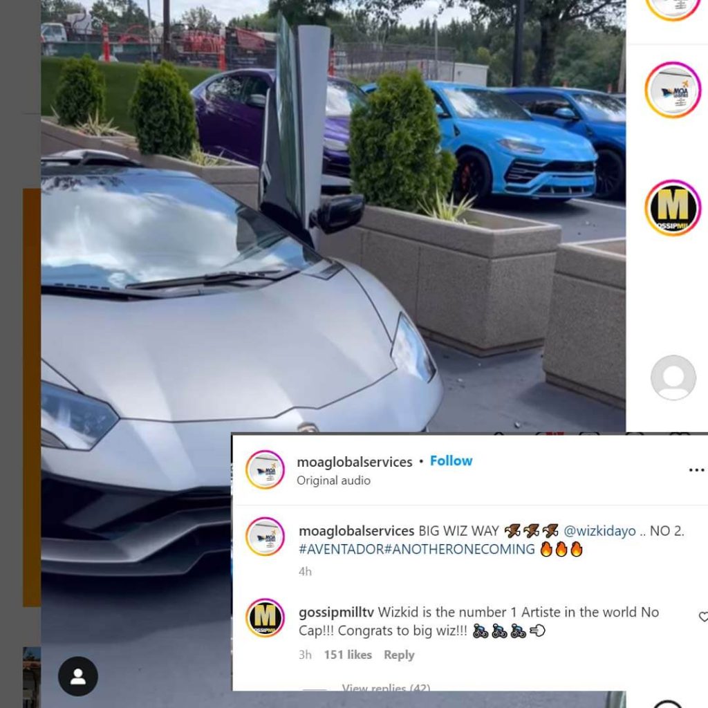 Wizkid Lamborghini aventador