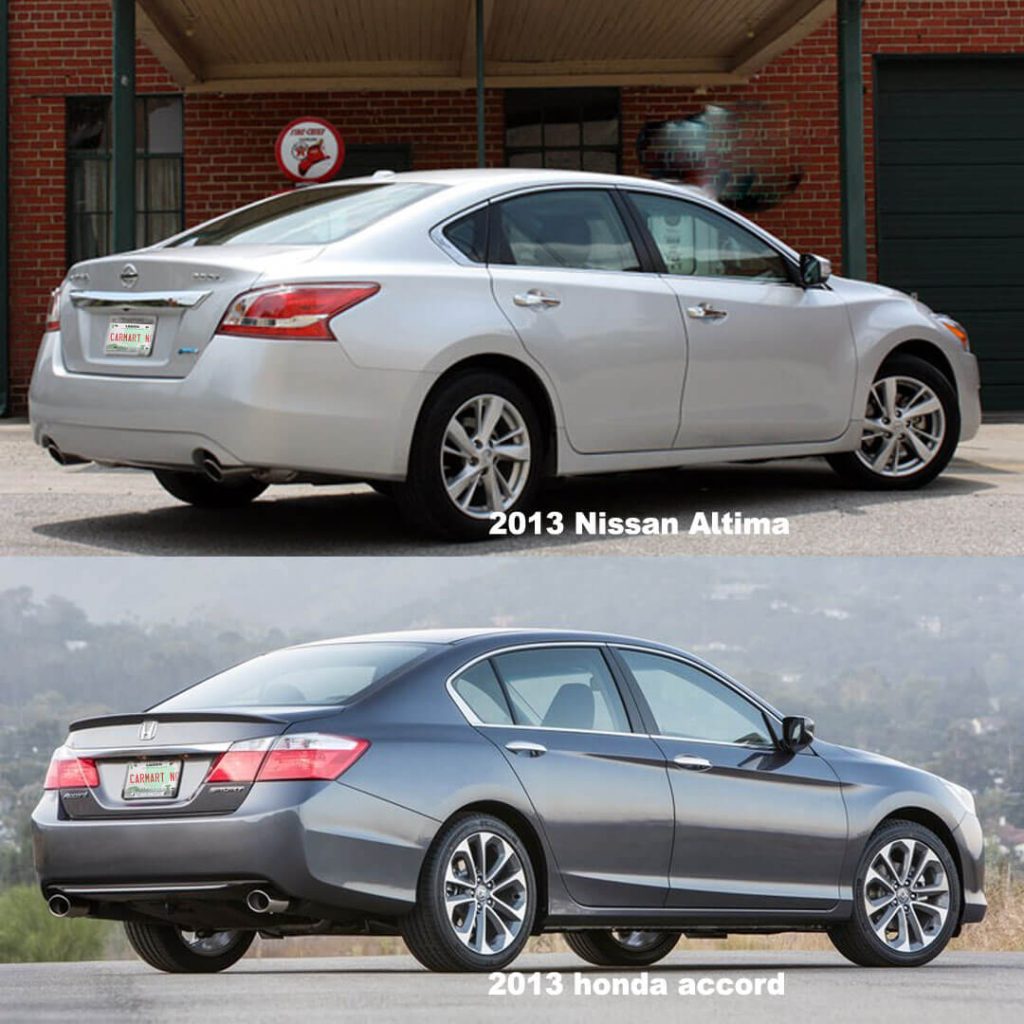 2013 Nissan Altima vs. 2013 Honda Accord back view