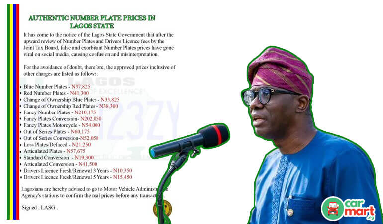 Lagosians to pay from N37,825 to N210,175 for New plates Number