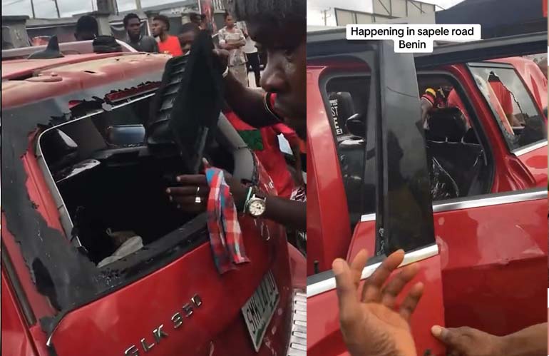 Angry Mob Take their Time to Destroy a guys Brand New GLK beyond repair after he was involved in an accident and hit A woman and her child