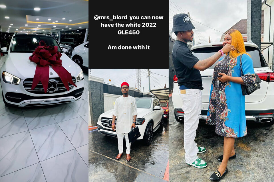 Blord teased his wife - Mrs_blord, you can now have the white 2022 GLE450 worth N80 million - after spending N210 million on a 2022 Mercedes Benz G-wagon G63