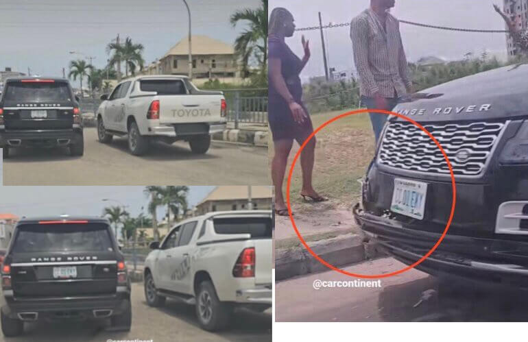 Hilux Driver Smashes the Bumper of a Range Rover Driver in Lagos