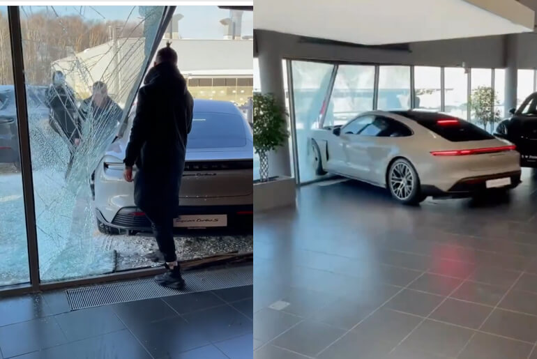 How A YouTuber Crashed A Brand New Porsche Taycan Turbos 2 Worth ₦65 million In A Showroom