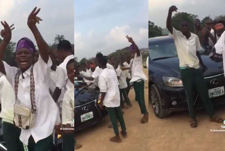 A picture of SS1 Student celebrating his Lexus ES350