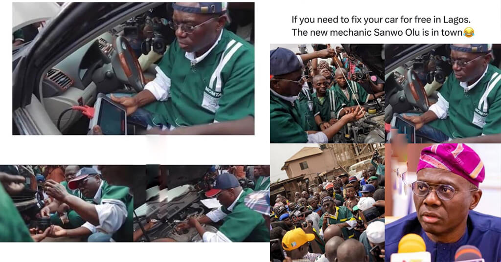 If you need to fix your car for free in Lagos, The new mechanic Sanwo Olu is in town