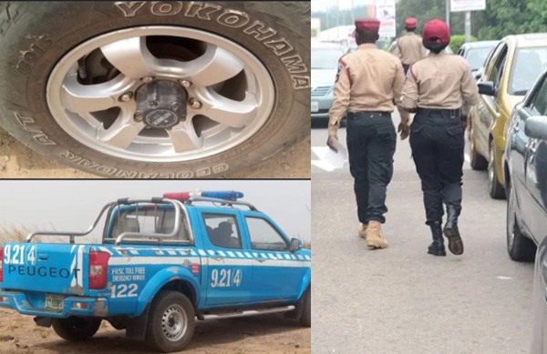 Man Arrested For Using Expired Tyre Discovers FRSC's Van Tyres were also Expired