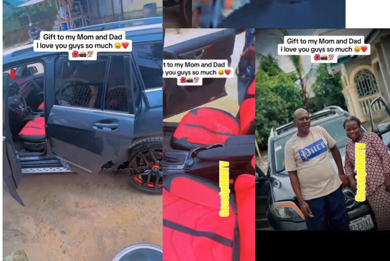 Nigerian Big Boy Buys Parents Mercedes Benz GLK, Dad Seem Unhappy