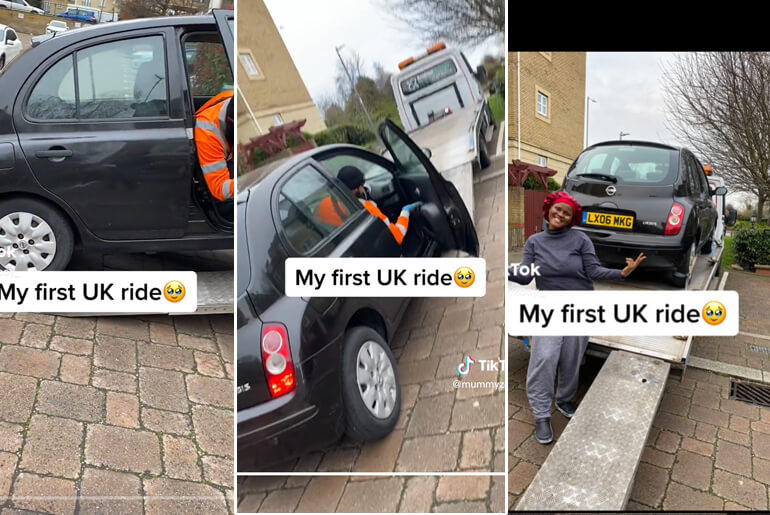 Nigerian Mum Celebrates As She Buys First Car 5 Months After Moving To UK