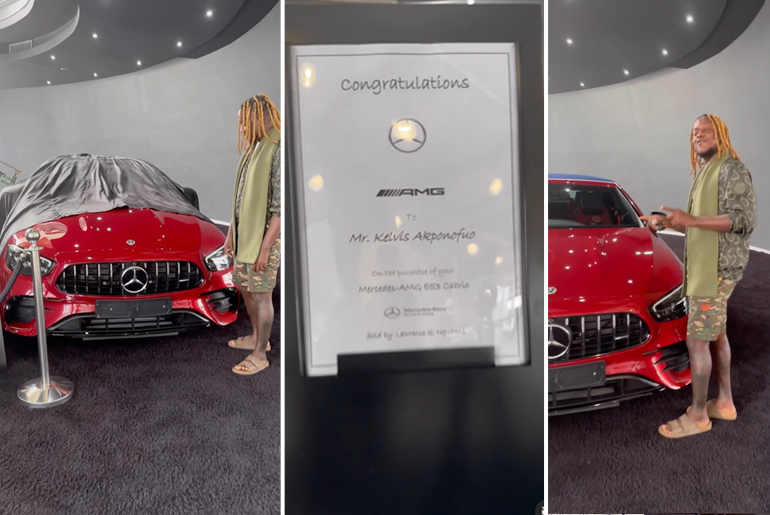 Ola Of Lagos Congratuate Nigerian Musical Artist Kelblaise After he Splashes Over 60 Million On A Brand New 2023 Mercedes-Benz AMG E53