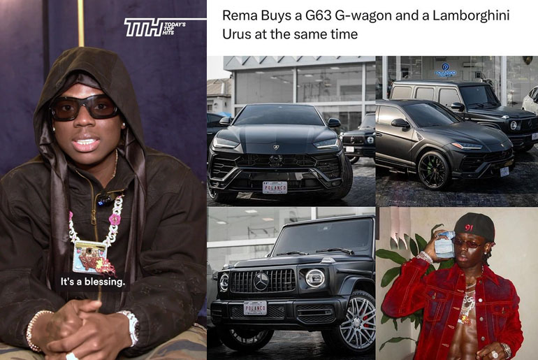 Rema splashes over N800 Million as he Buys a 2019 G63 G-wagon and a 2020 Lamborghini Urus at the same time