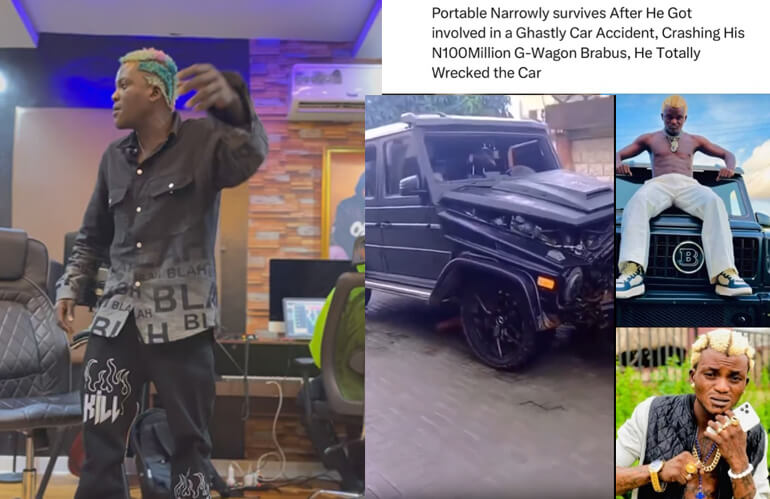 Singer Portable Speaks Up After Surviving Ghastly Accident with his Brabus G-Wagon Worth N100 Million