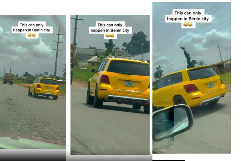 The Moment A Rare Yellow-Paint Mercedes GLK Was Spotted In Benin