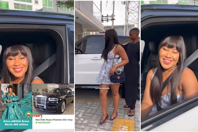 The Moment Ola Of Lagos Spotted Erica In Her Range Rover, Ask about her Dress worth ₦500 million