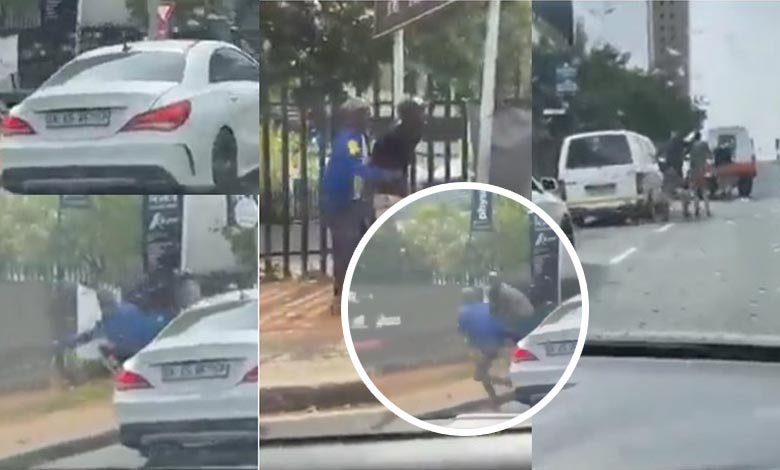 Man jumps out of his Benz to catch bus driver running from police over alleged traffic violator