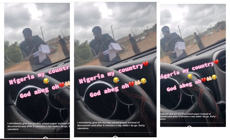 I Mistakenly gave him my School Papers Instead Of Car Documents And Yet He Didn't notice - Guy Mocks Policeman - Video