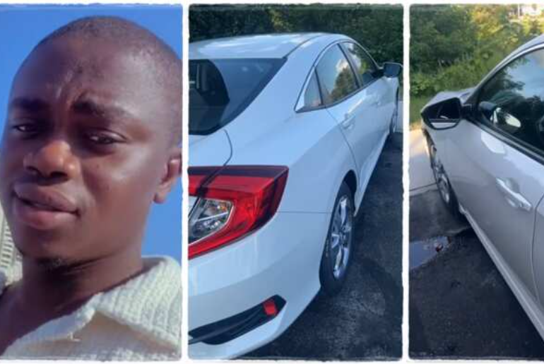 Nigerian Man Who Relocated to Canada Spends First Salary Buying a Honda Civic, Shows Video