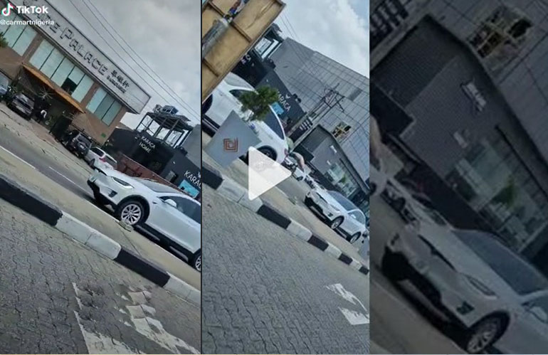 The Moment ₦‎50 million Tesla Model X Was Spotted On Lagos Streets