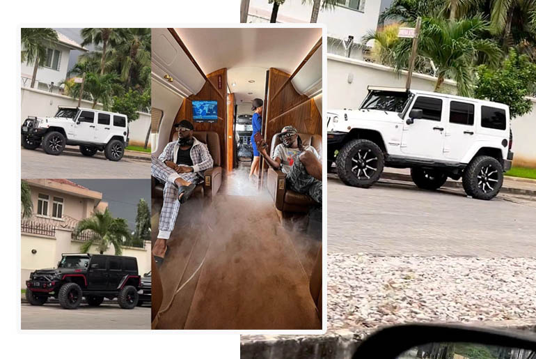 The Moment Psquare’s Jeeps Wrangler Worth Millions Was Caught On Camera in their Banana Island home