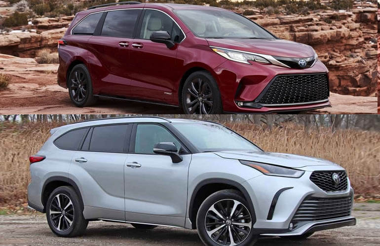 2022 Toyota Highlander vs. 2022 Toyota Sienna - family car