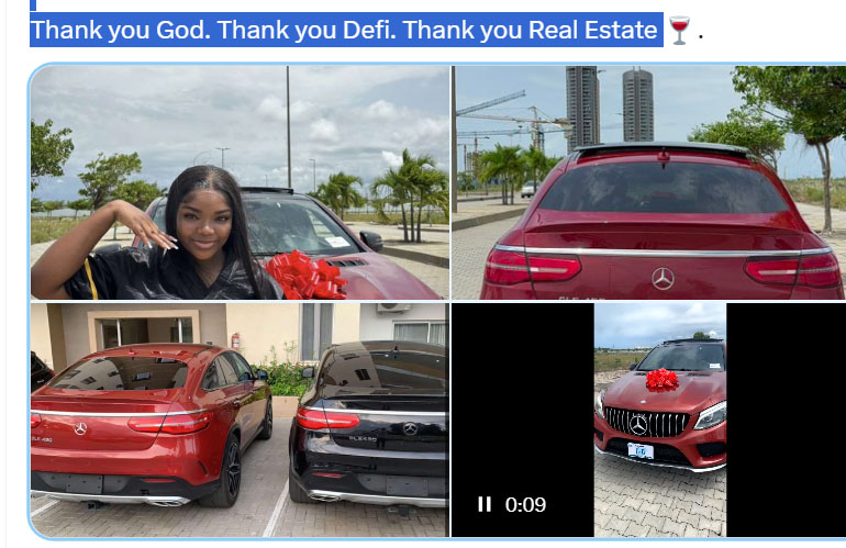 Social Media Influencer gift herself Mercedes Benz GLE after making 250 Million from real estate