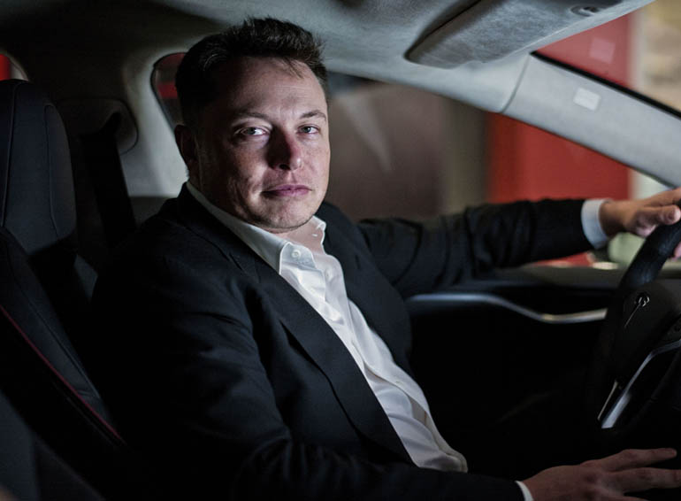 Elon in a car