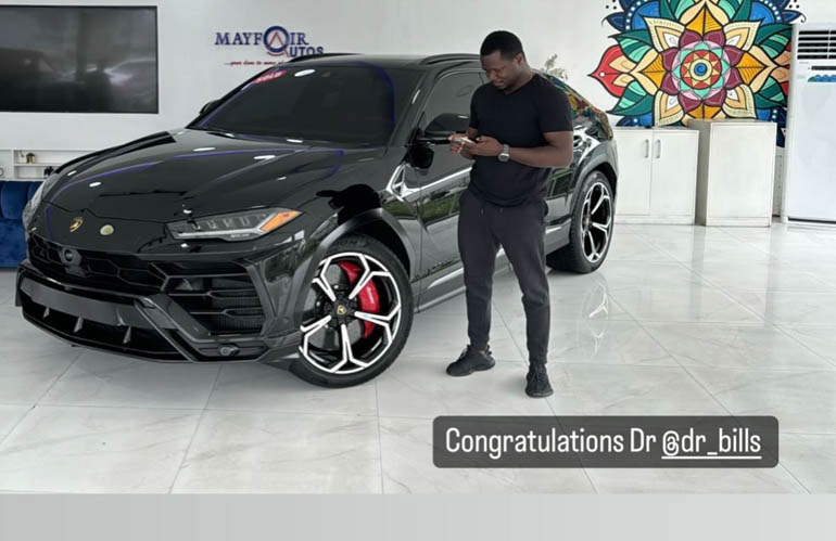 DR Bills Join Lamborghini gang, Buys Lamborghini Urus worth over 350 million naira